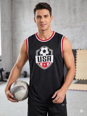 USA Soccer Crest Graphic Mesh Sleeveless‎ Tank Top